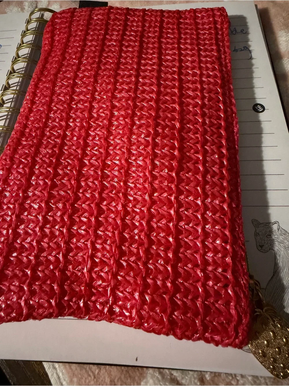 ipsy Red Woven Cosmetic Pouch strawberry